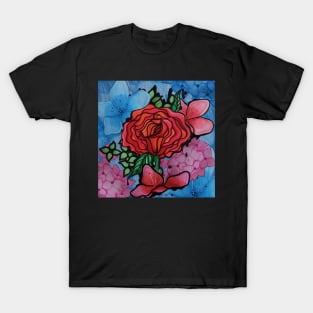 Ink Flower Bouquet Square T-Shirt